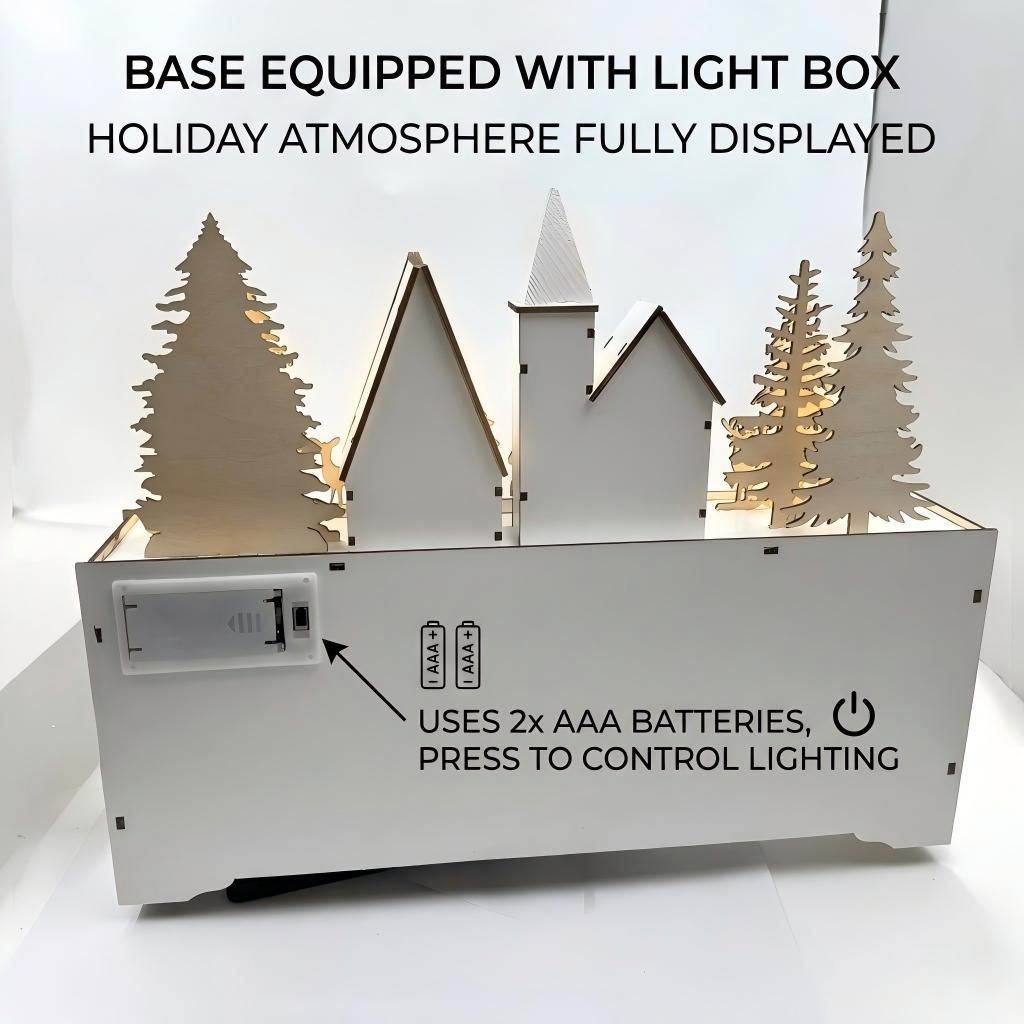 Wooden Christmas Advent Calendar with LED Lights 24 Numbered Drawers Village House Xmas Countdown Decor Gift 34.5×8×28cm