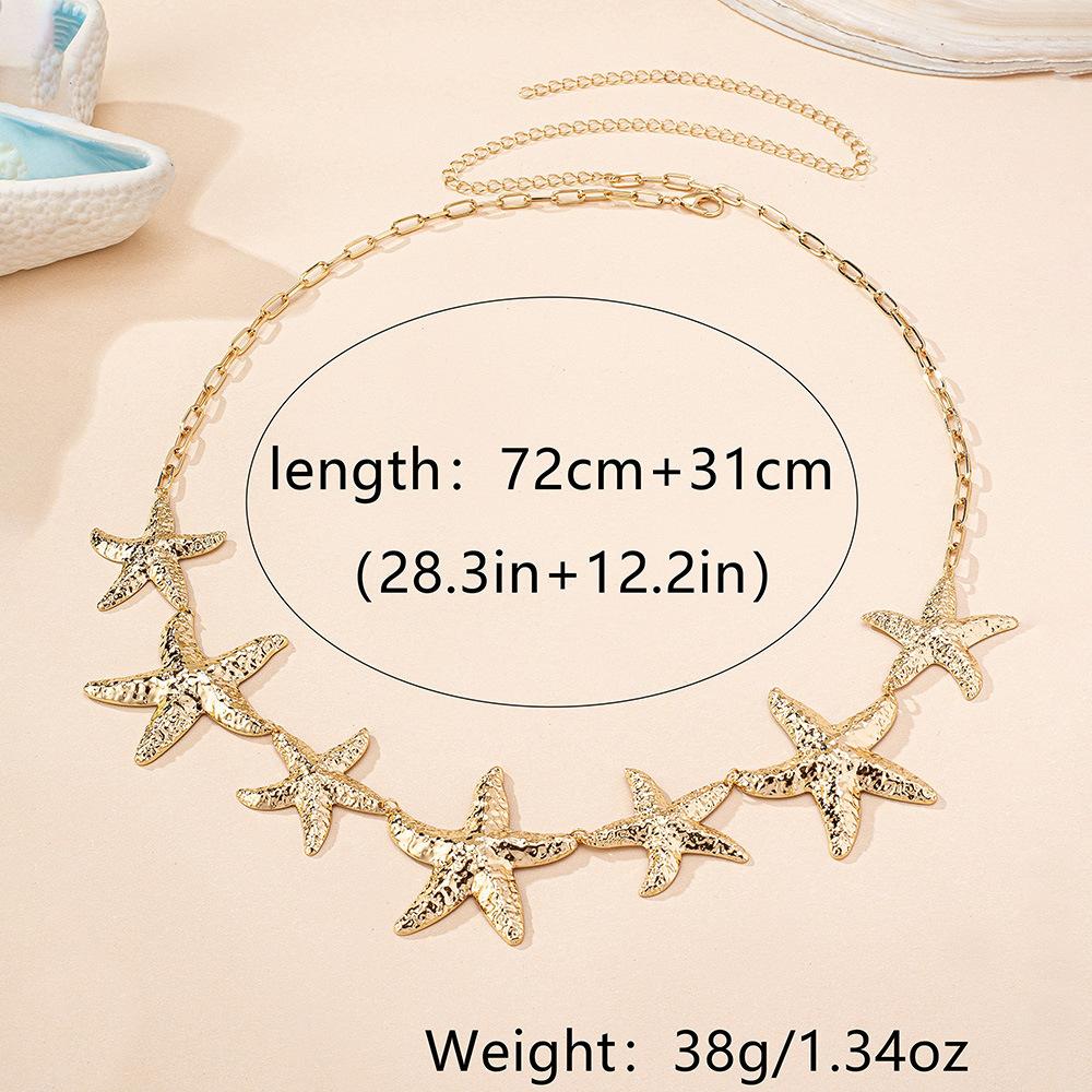 Trendy Sexy Beach Gold Color Metal Starfish Waist Chain Women's Ocean Vacation Style Belly Chain Body Jewelry