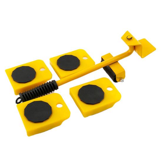 5 Pièces/Ensemble Outil de Déménagement de Meubles avec Pied-de-Biche Déménageur de Meubles Robuste avec 4 Roues Rouleau pour Appareils Ménagers Meuble Déménageur Chariot Coulissant