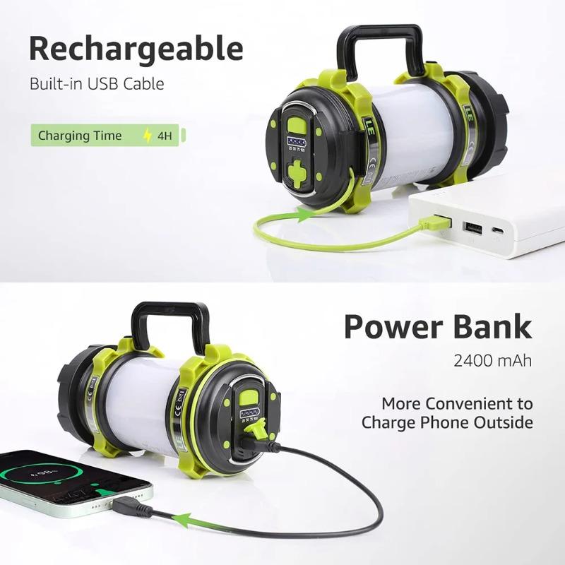 Camp Lamp LED Camping Light USB Rechargeable Flashlight Dimmable Spotlight Work Light Waterproof Searchlight Emergency Lantern
