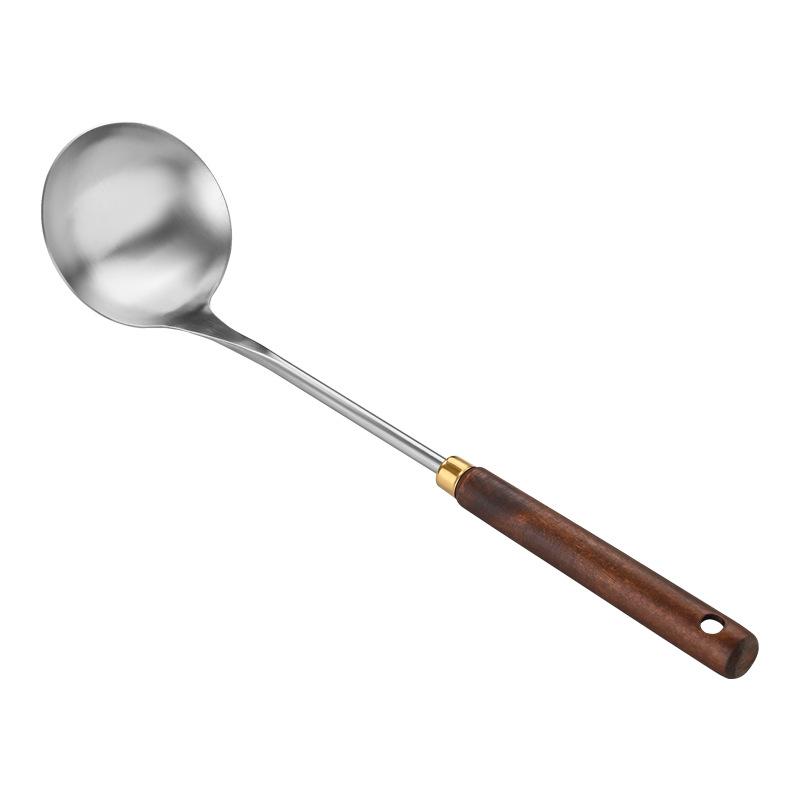 Stainless Steel Soup Spoon Extended Thick Wooden Handle Large Deep Hot Pot Spoon Home Kitchen Cooking Utensils4