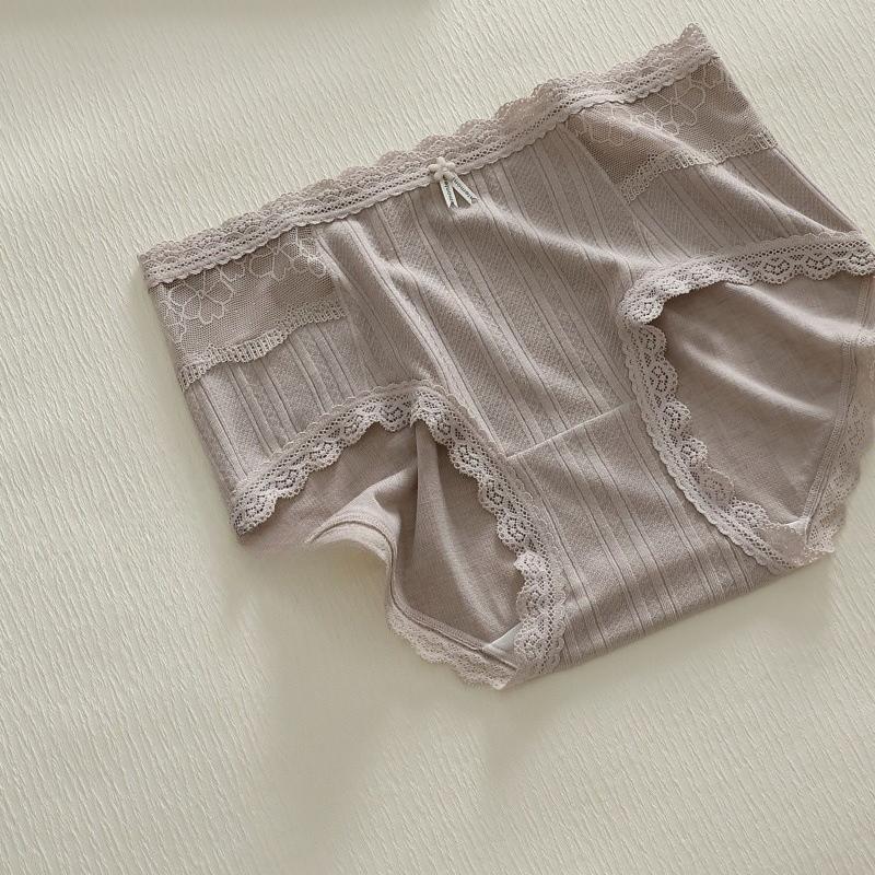 Sous-vêtements pour femmes à taille moyenne : doux, confortables, respirants et respectueux de la peau, culottes mignonnes en dentelle pour un usage quotidien