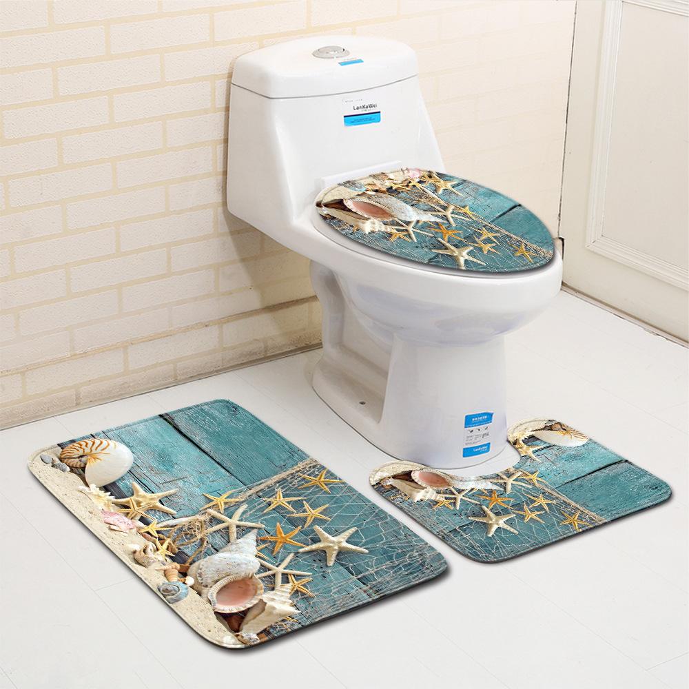 Shell Bathroom Floor Mat Toilet Three-Piece Set