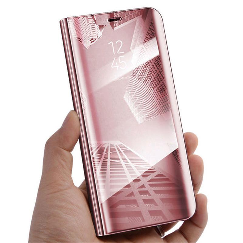 

Прозорий дзеркальний фліп-чохол для Samsung Galaxy A54 A53 A14 A04S S21 S22 S23 Ultra Plus Xiaomi Redmi Note 11 iPhone 14 13 12 Pro Max Leather Cover рожевий колір золота