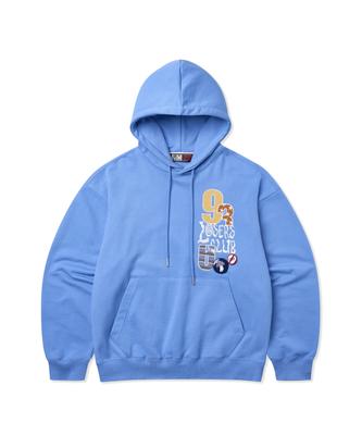Multi-Logo Pin Button Hoodie Blue