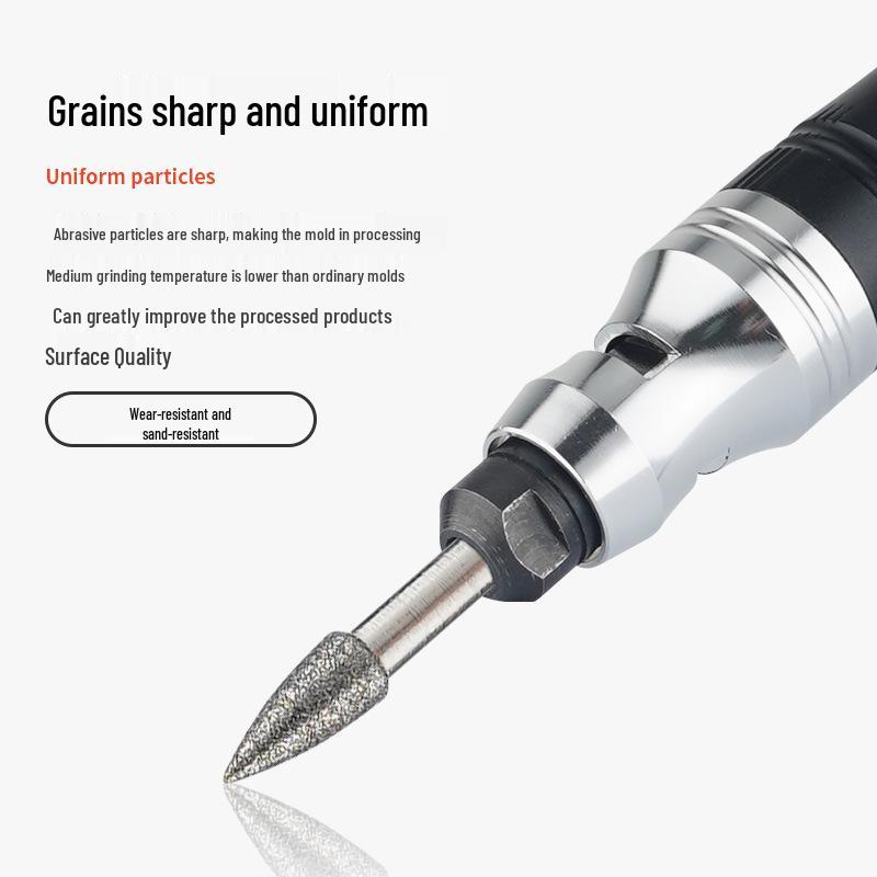 3mm Diamant-Karborund-Schleifkopf für Elektro-/Druckluftschleifer - Kugelförmige Nadel zum Gravieren & Aufbohren