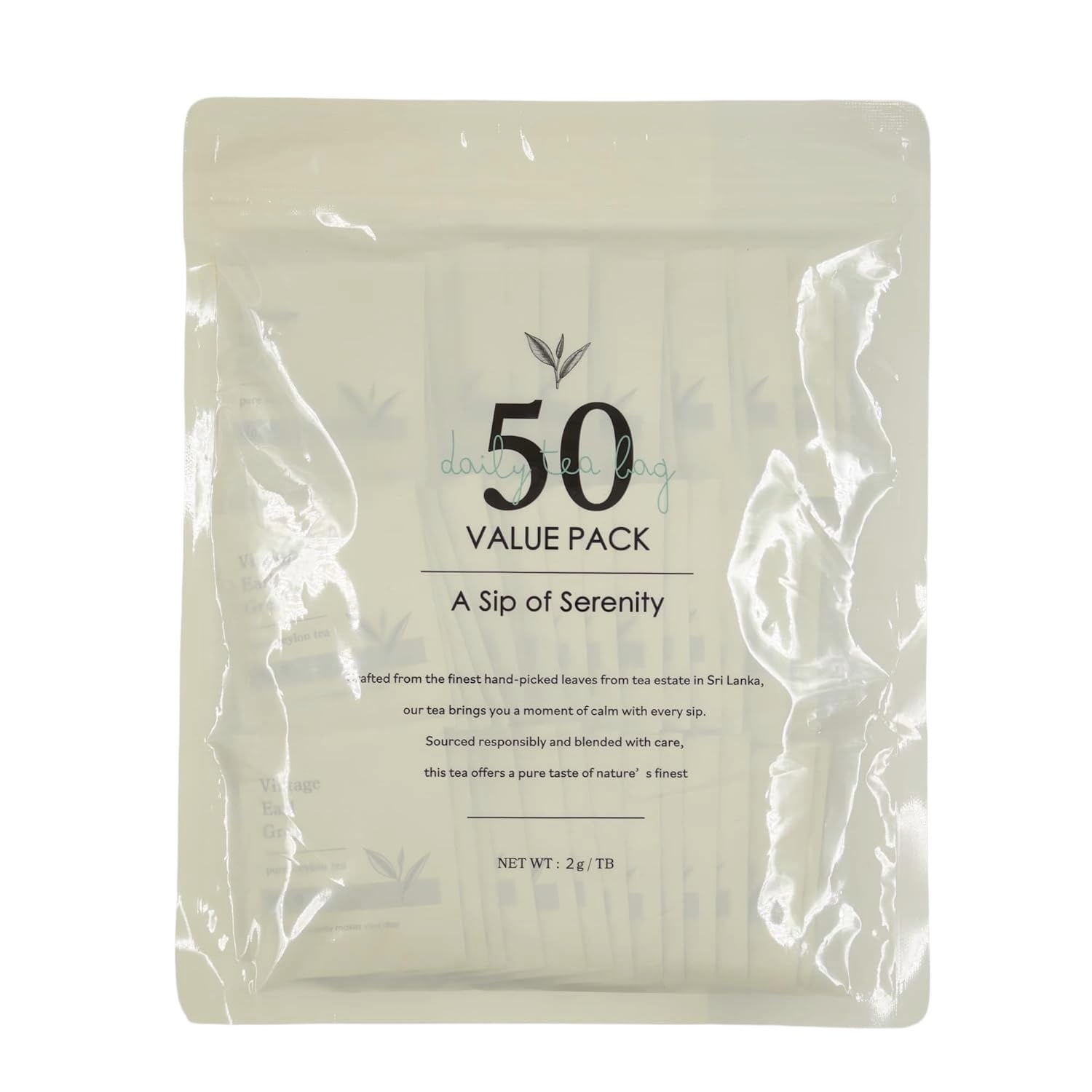 TEARTH Vintage Earl Grey Tea Bags Individually Wrapped 50