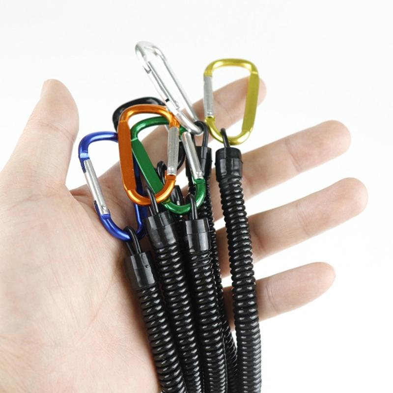5Pcs Coiled Fishing Lanyards with Carabiner Retractables Fishing Lanyards  Coiled Tethers Secure Tackle Tool Easily Use