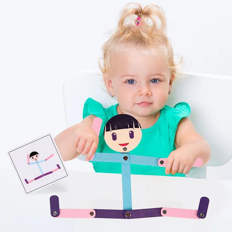 Sport Wooden Man Material Diy Puzzle Toys Boards Educational Game Early Learning Toy For Children Preschool Fine Motor Training