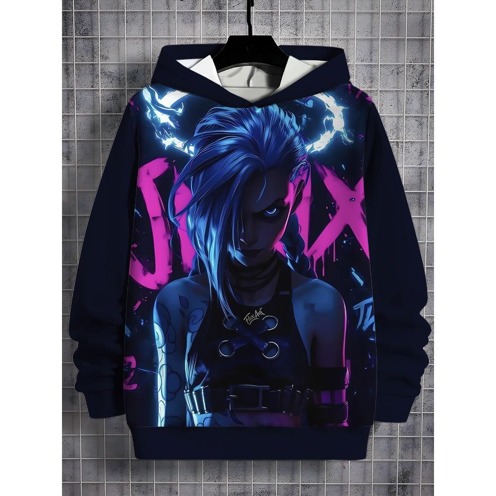 Arcane Jinx Anime 3D potisk Celoroční Dětská ležérní mikina Cool svetr Topy Unisex oblečení Klučičí mikiny Oblečení