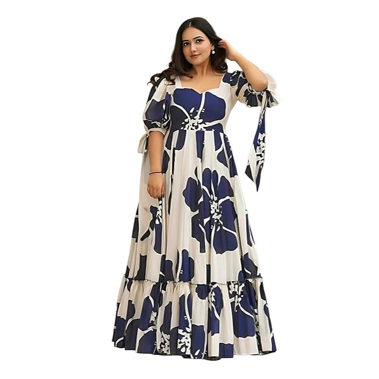 Rochie Maxi din Raion cu Imprimeu Floral pentru Femei|Rochie Dintr-o Bucată pentru Femei|Rochie Western|Rochie Evazată pentru Femei|Rochie Lungă până la Glezne