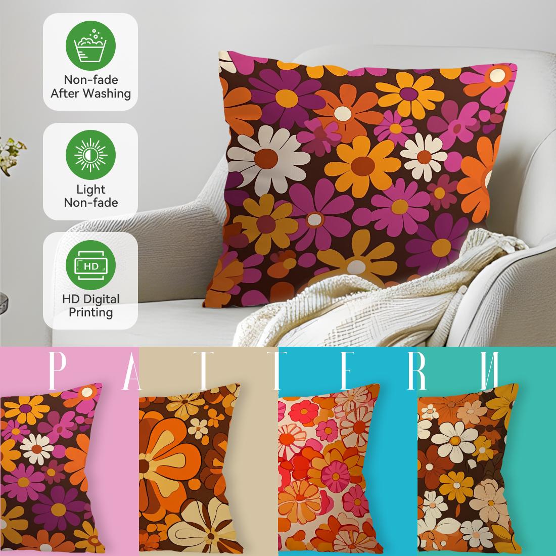 Tinika Chen Unisex Vintage Flowers Cushion Pillowcase Printed Polyester 45X45cm Throw Pillowcover Decorative Sofa Cushion Pillowslip Home Decor