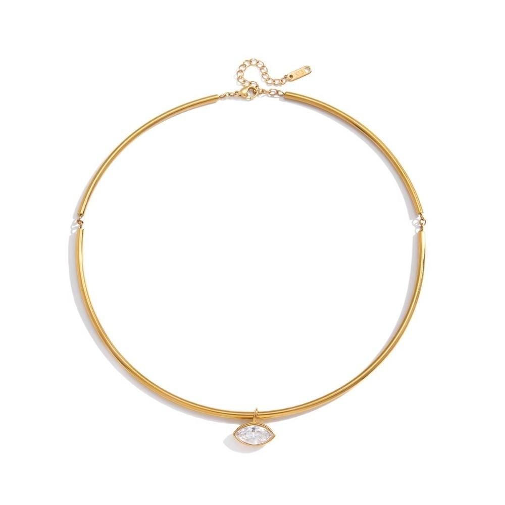 Gold Plated Pendant Necklace Stainless Steel Neck Collar Retro Neck Chain  Fashion Jewelry