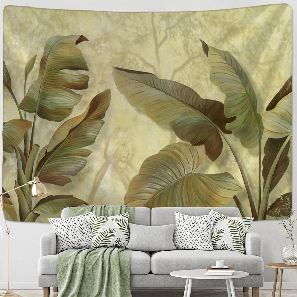 

Тропический банановый лист гобелен настенный Ретро лес Бохо эстетическая комната декор в стиле хиппи фоновая ткань 95x70cm