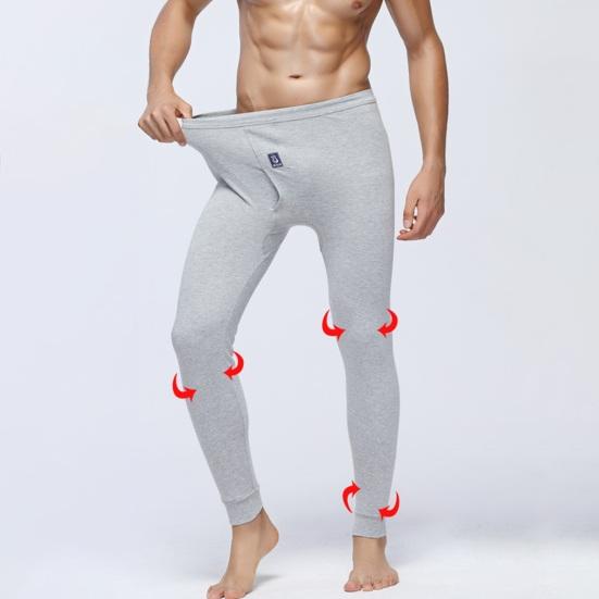 Men Pants Elastic Waist Thermal Insulation Long Johns Solid Color Travel Work School Bottoming
