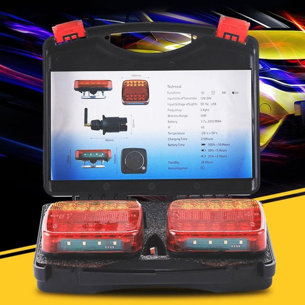 Wireless Trailer Lights Waterproof LED Magnetic Wireless Tail Lights 12V/24V Rear Signal Warning Brake Light for Truck RV Camper