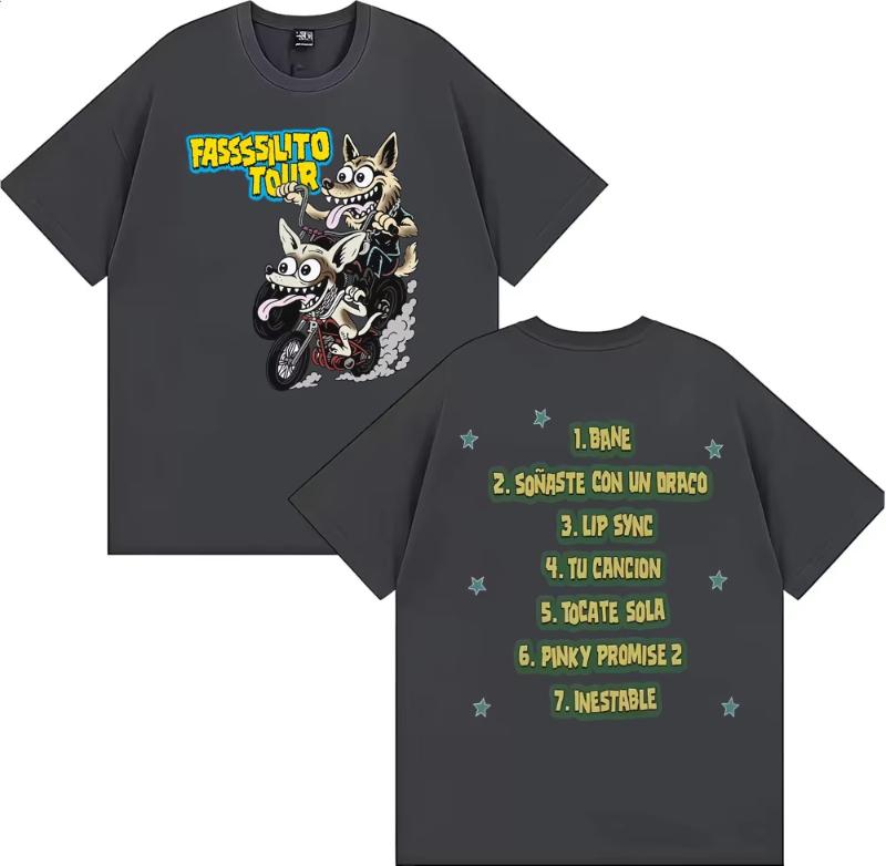 

La Panter Lucho Rk Ta Facil 2026 New Album T Shirts Fassssilito Tour T-shirts Men Women Fashion Hip Hop Casual Oversized T-shirt 5XL різнокольоровий