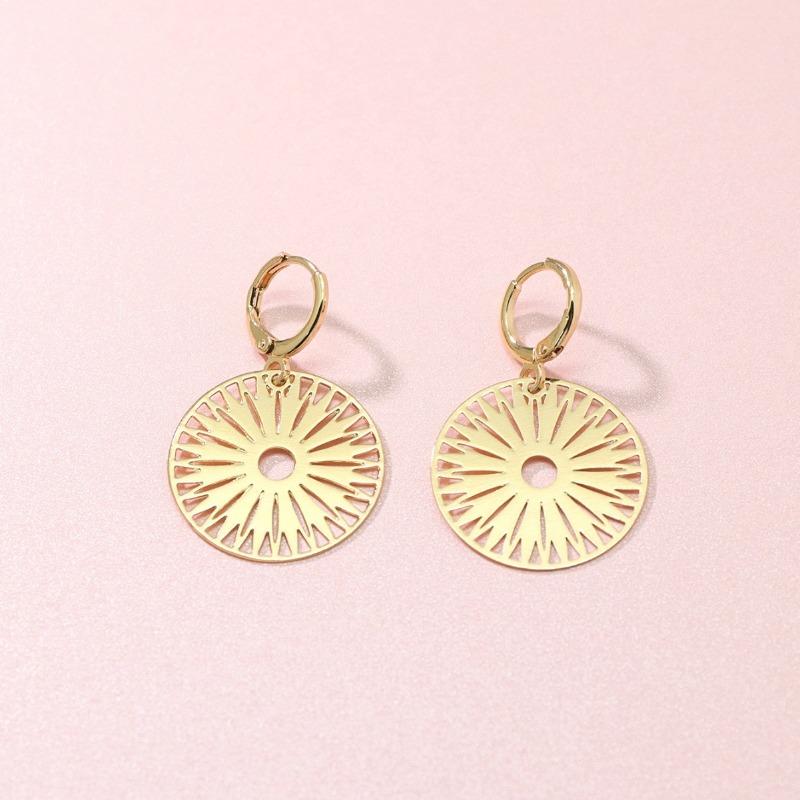 High-End Sonnenblume Elegant Retro Rund Hohl Ohrdekoration