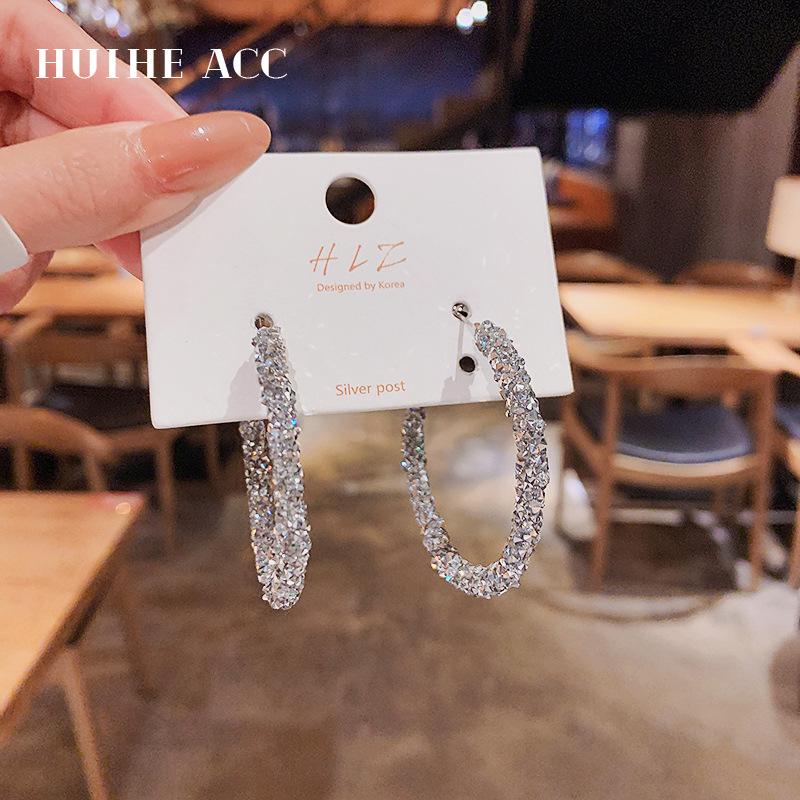 Silver Needle Personality Temperament Earrings European and American Trend Sense Exaggerated Earrings Design Earrings New Fashion Muse Fan Earrings