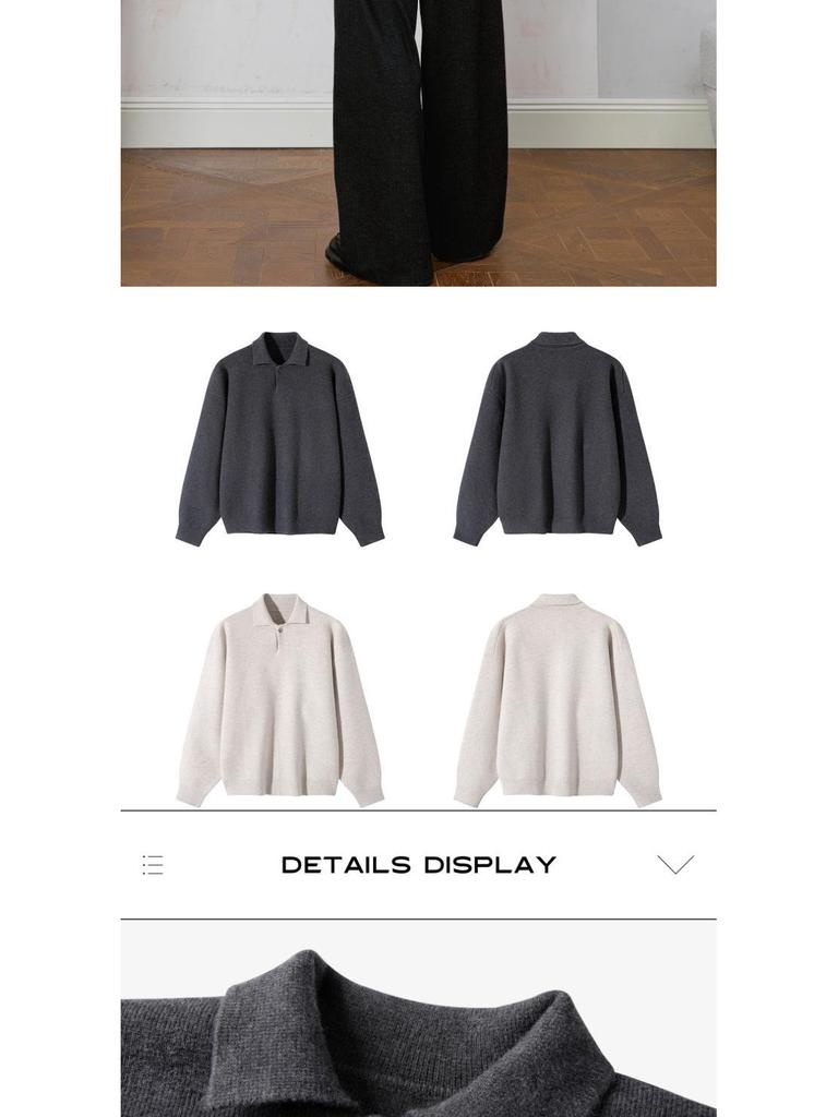 Men's Slim Fit Lapel Polo Knit Sweater - Long Sleeve, Trendy Korean Style for Autumn and Winter