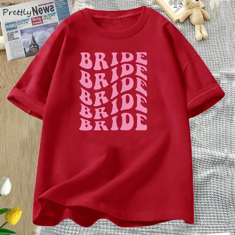 Retro Bride Bridesmaid TShirts Women Female Bridal Party Bachelorette Theme Party Tee Shirt Wedding Boho Bride Graphic Tshirt S