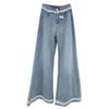 Women's Plus Size High Waist Lace Trim Patchwork Wide Leg Jeans
