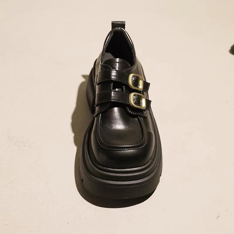 2025 Spring Women's British-Style Mary Jane Leather Loafers: Comfortable, Versatile, Thick-Soled