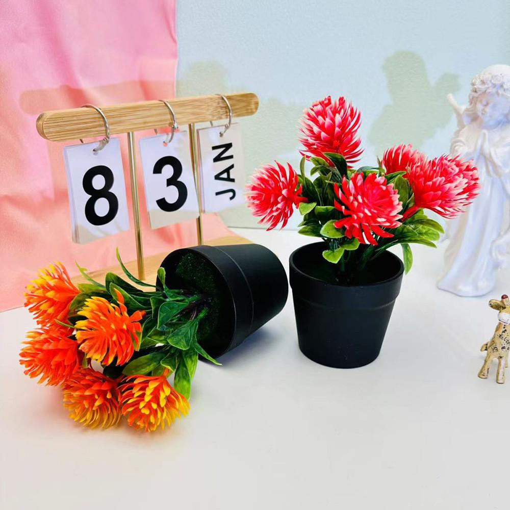 Chrysanthemum Flower Plastic Potted Plant For Balcony Desktop Plant Decoration
