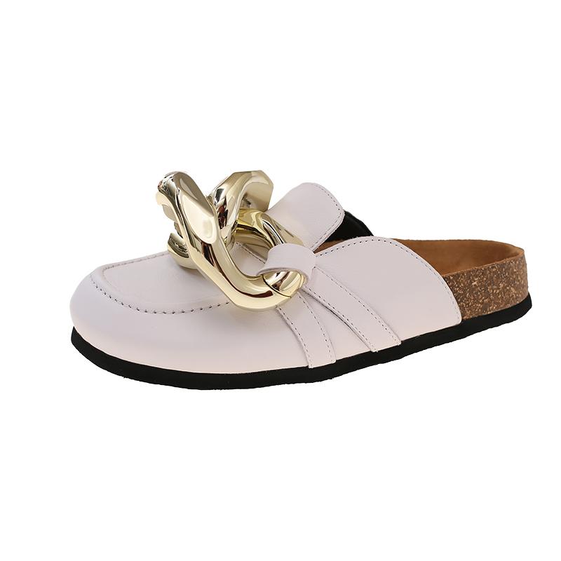 

Мода Мода Металлическая Цепочка Женские Шлепанцы Уличные Плоские Мюли Шлепанцы Женские Повседневные Слипоны Обувь Искусственная Кожа Круглый Носок Слайды Женские 35