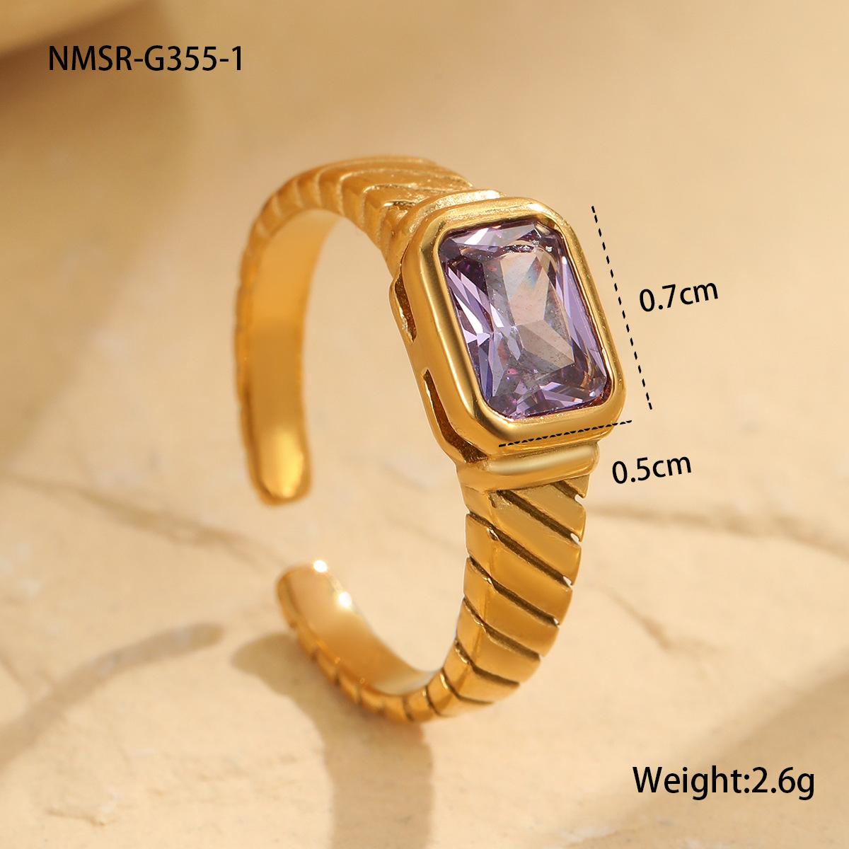 GEMCHIC Women s Vintage Square Zircon Ring with Colored Emerald Stainless Steel 18K Gold Plated Open Ring