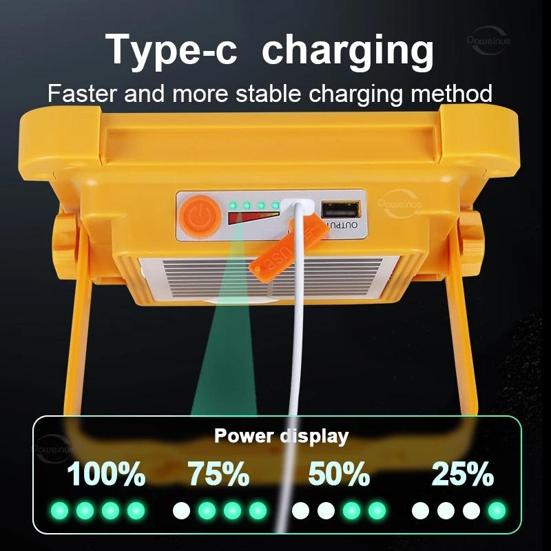 5000W Solar Camping Light Type-c Rechargeable Spotlight Powerful Outdoor LED Solar Light 20000mah Tent Light Portable Lantern