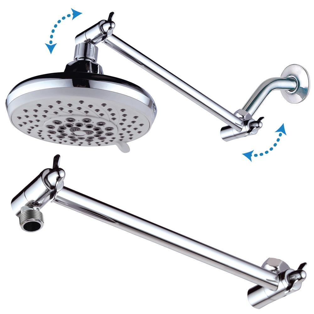 11 Inch Brass Adjustable Shower Extension Arm Height Angle Adjustable Solid Brass Showerhead Arm Tools Free Installation Chrome