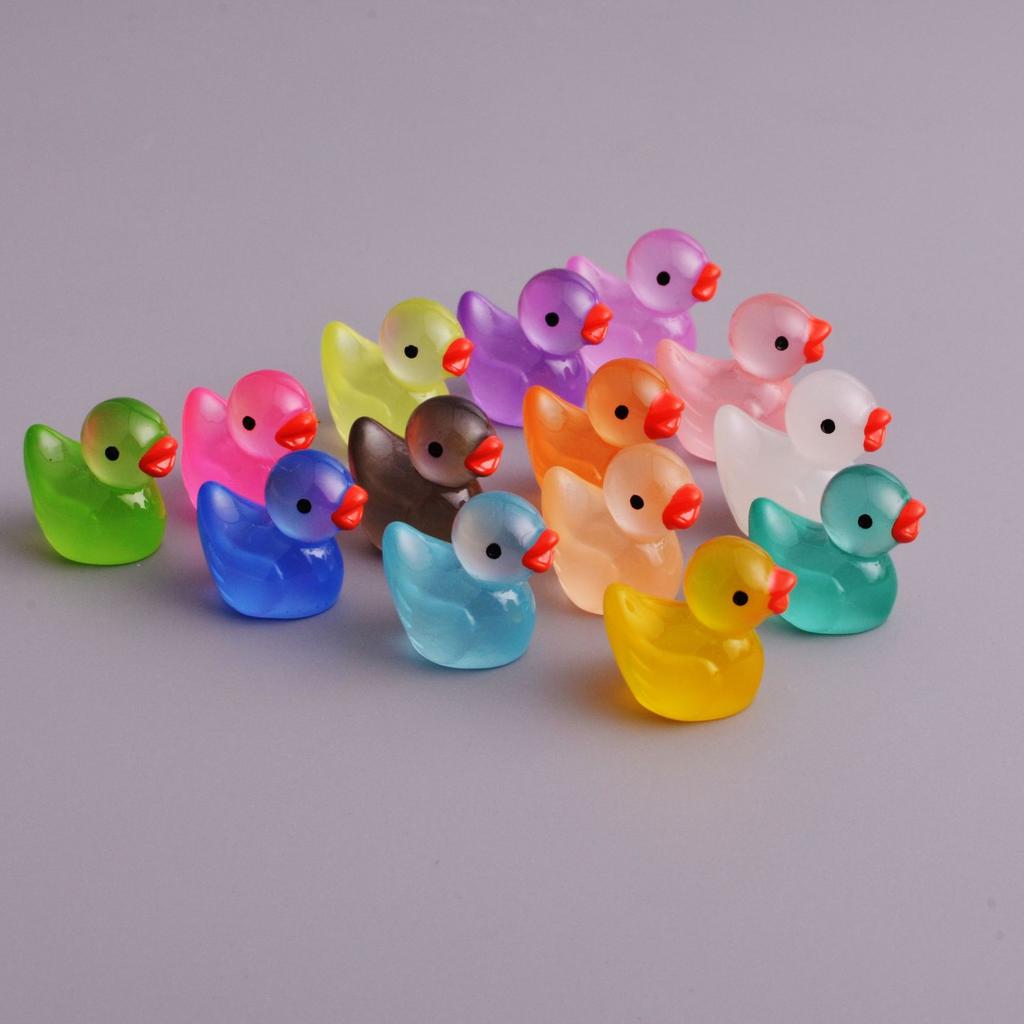 10pcs Luminous Mini Ducks Moss Microlandscape Miniature Duck Figurines Fairy Garden Accessories Home Decor Glow In The Dark