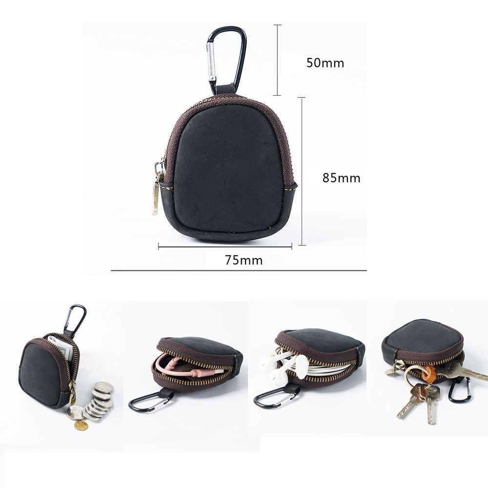 Genuine Leather Cowhide Coin Purses With Keyring Coin Pouch Fashion Small Purses