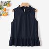 ZANZEA Women Summer Round Neck Sleeveless Casual Tank Tops
