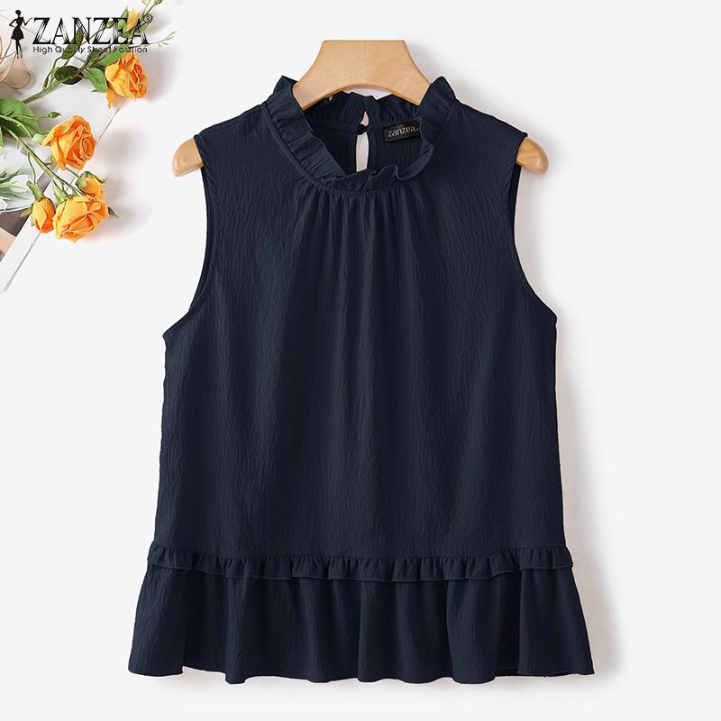 ZANZEA Women Summer Round Neck Sleeveless Casual Tank Tops