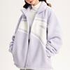 Anta Solid Color Large Logo Zipper Stand Collar Thick Lamb Fleece Jacket Unisex Jackets Light-Lavender Ivory 972348708-4