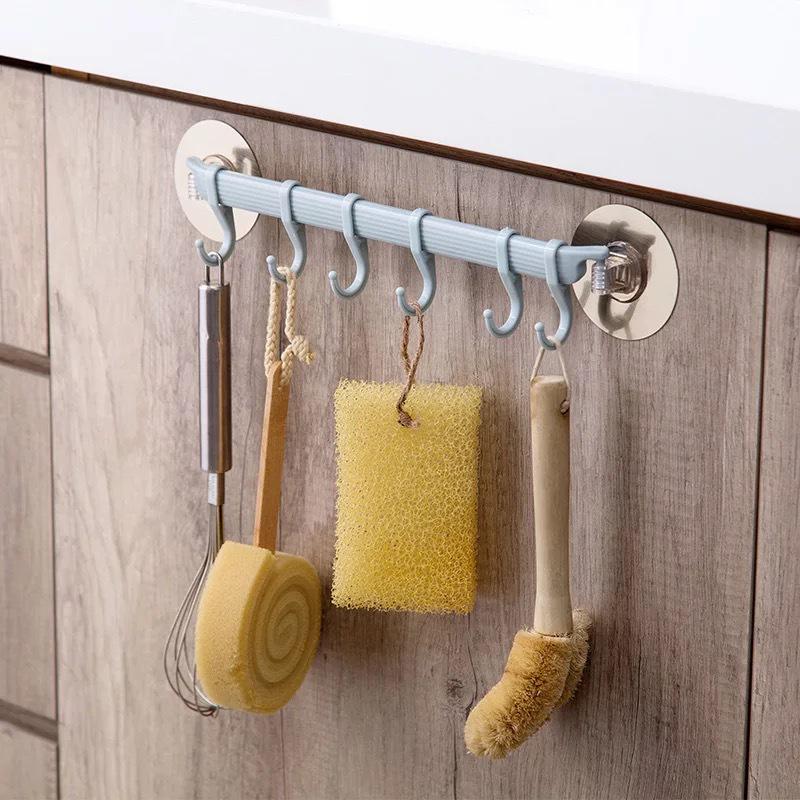 6-Hook Traceless Adhesive Bathroom & Kitchen Hooks