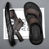 Summer Sandals for Men Outdoor Casual Sport Slippers PU Leather Non slip Breathable Roman Shoes Beach Flip Flop Garden Shoes