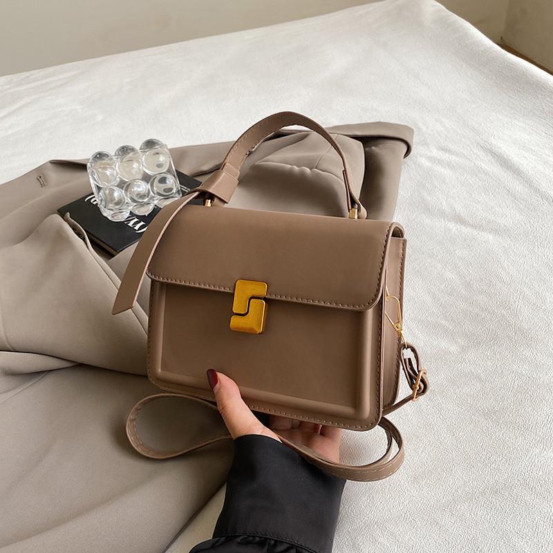 Elegant Pu Leather Small Square Handbag For Women With Contemporary Street Style Appeal хаки