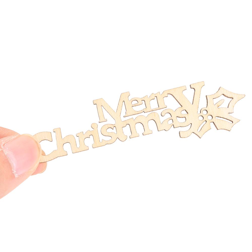 Cut Wood DIY Crafts Hanging Ornaments Merry Christmas Wood Pieces Xmas Decoration Wooden Slice
