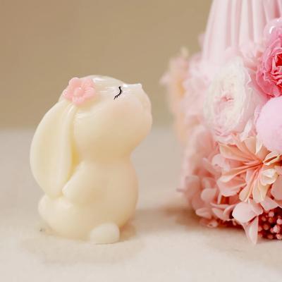 1 Pcs Cute Floral Rabbit 3D Silicone Mold for Candle Making Charming Easter Animal Figurines Resin And Plaster Crafts