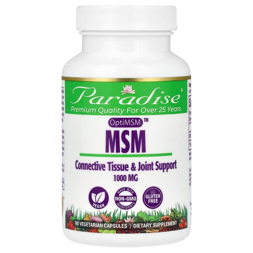 Paradise Herbs MSM 1000mg Vegetarian Capsules, 90 Count