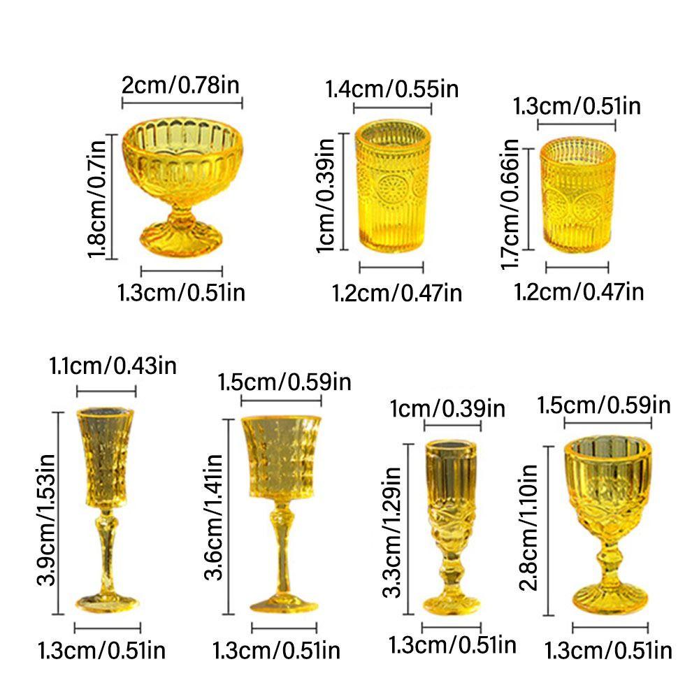 7PCS Multicolor Dollhouse Water Cup 1/6 Scale Doll Kitchenware Miniature Wine Glass  Dollhouse