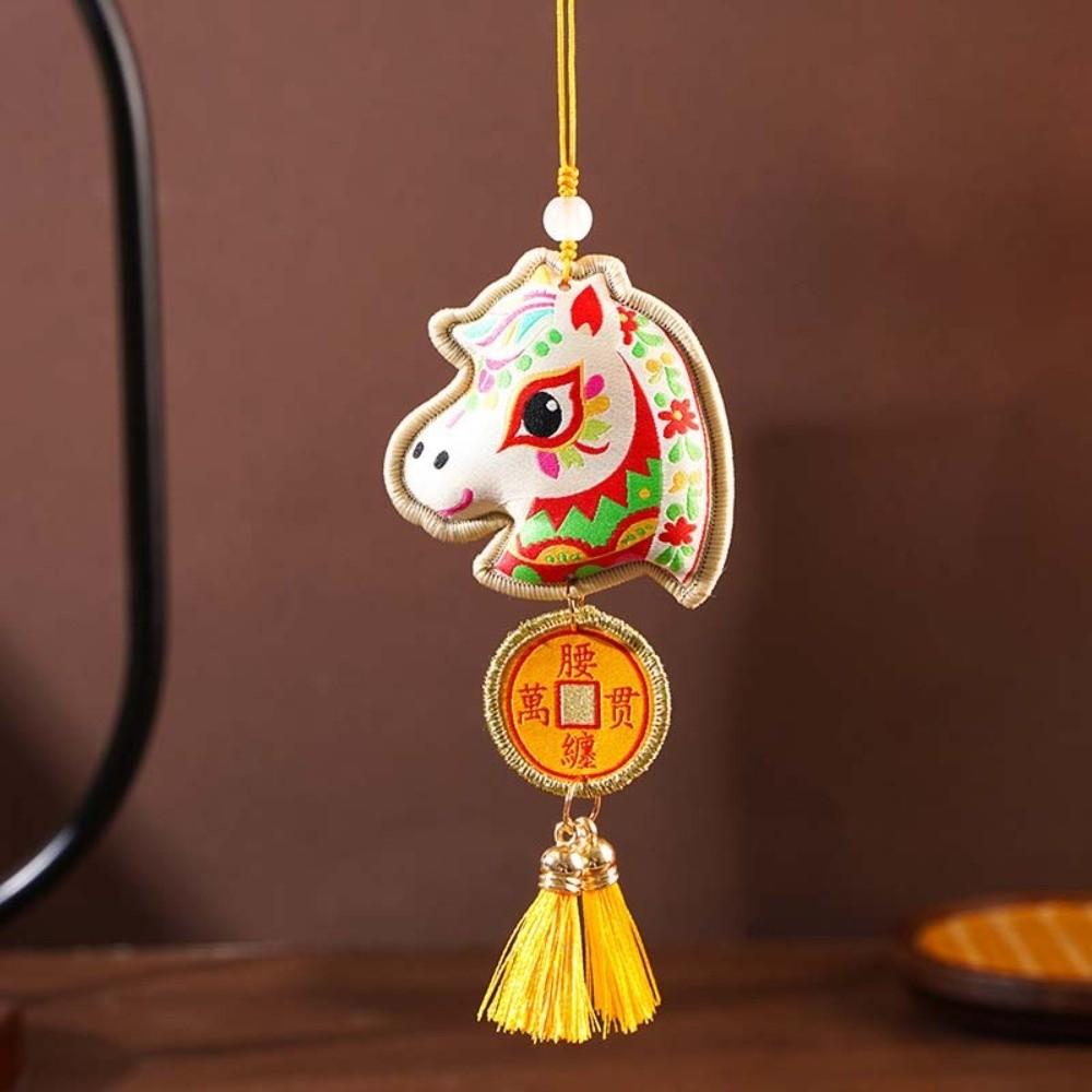 Spring Festival Pony Embroidered Pendant Tassel Car Hanging Ornaments  Festive Accessory