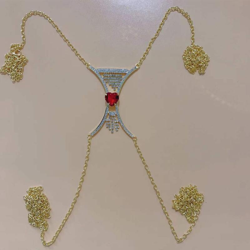 Luxury Heart Crystal Chest Bra Jewelry Rhinestones Body Chain Necklace Bra Chain Jewelry Body Jewelry For Women Sexy