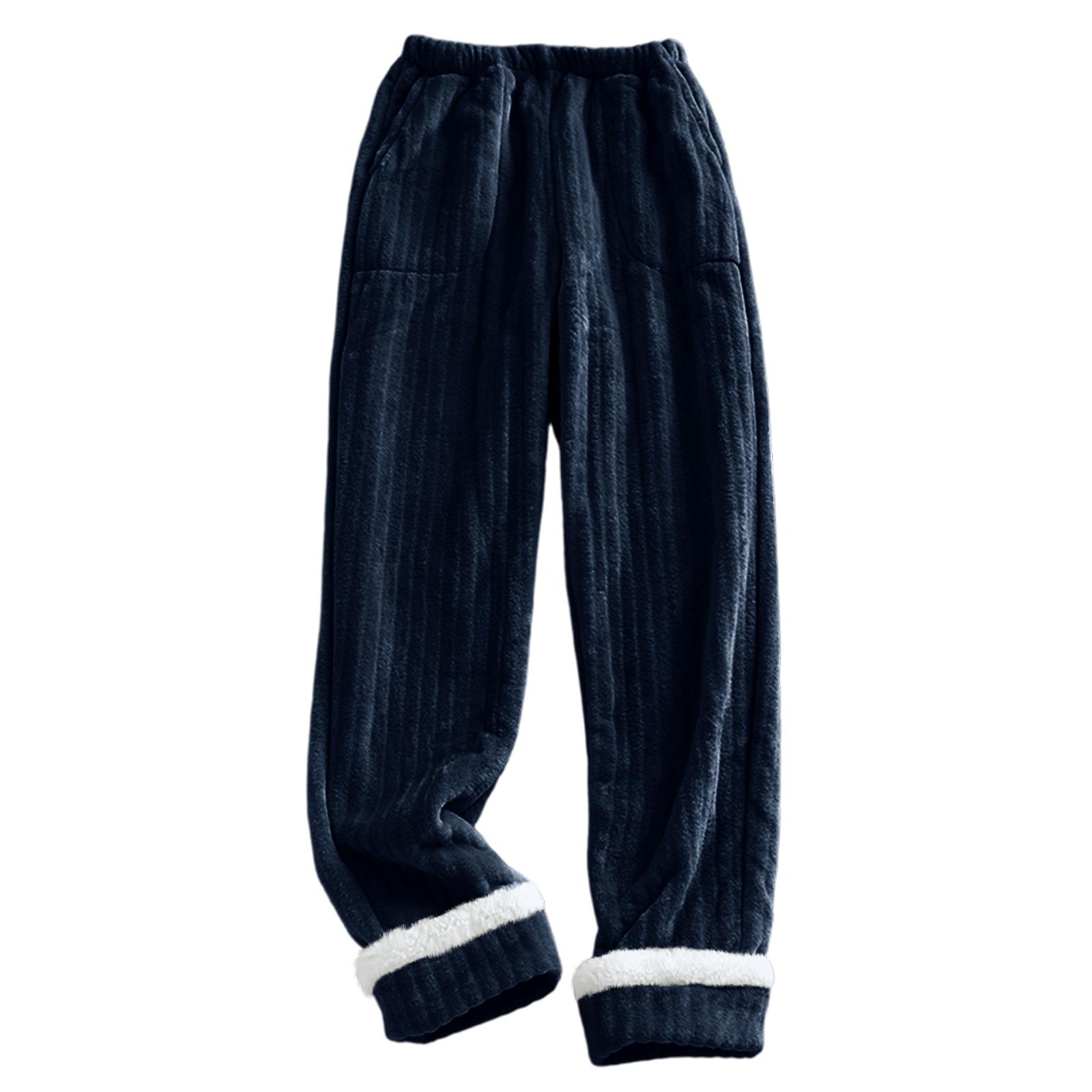 

Женские модные флисовые утепленные длинные пижамные брюки L тёмно-синий