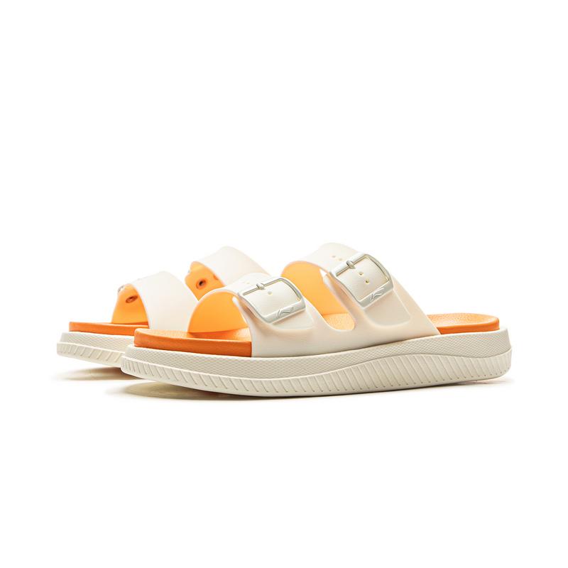 New LiNing Slip Resistant Abrasion Resistant Slide Slippers Women's White Orange AGAV014-6