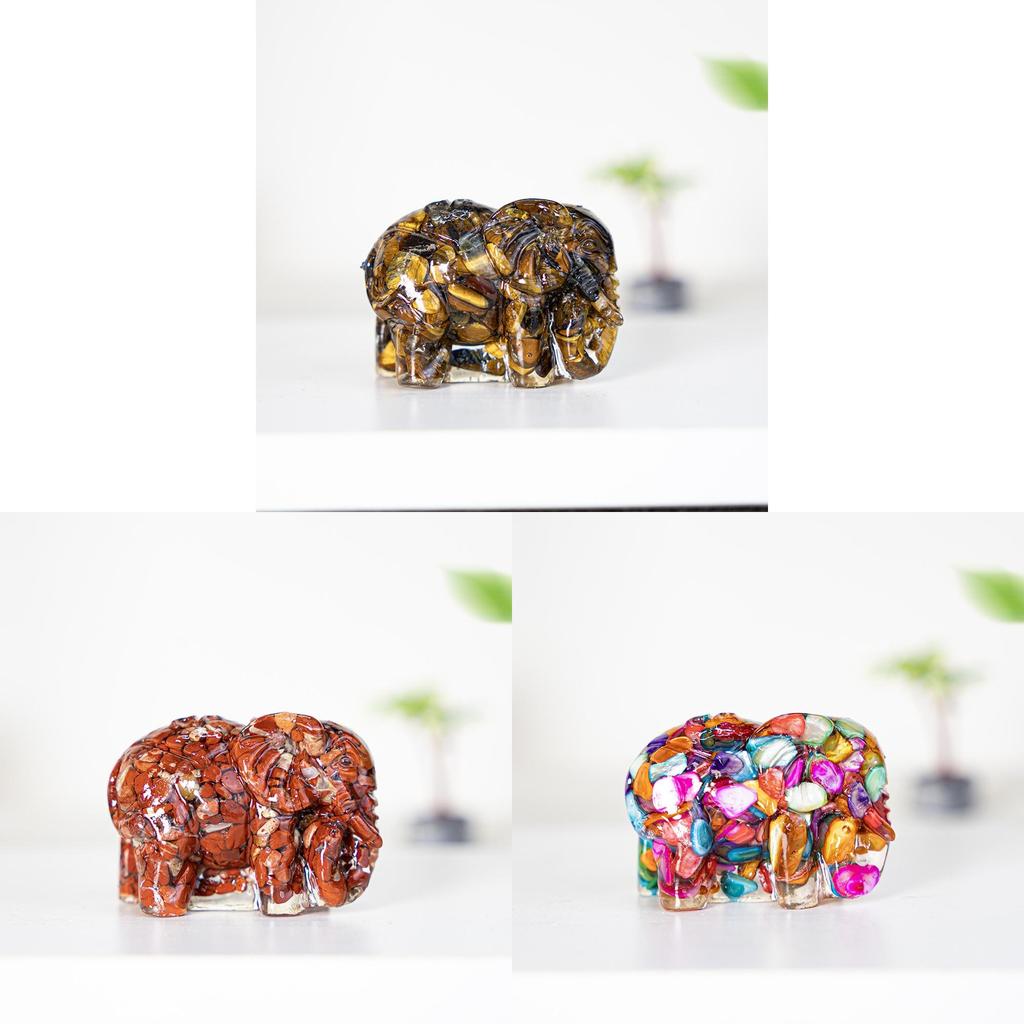 Natural Gemstone Crystal Decor Elephant Resin Art Home Gift For Special Occasions
