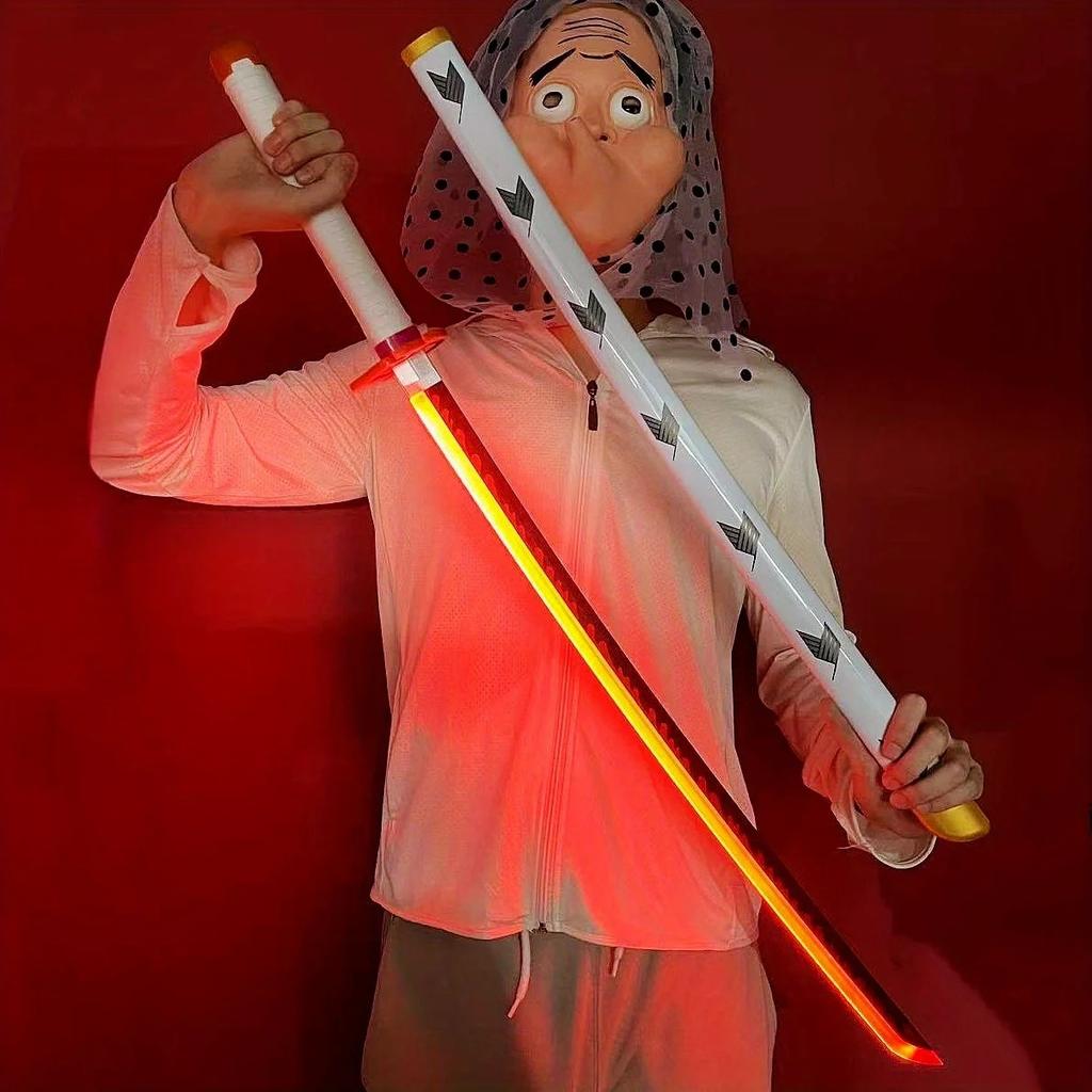 104cm Luminous Tomioka Giyuu Katana Kimetsu No Yaiba Light Sword Anime Demon Slayer Cosplay Prop Real Size Japanese Katana Toy